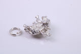 Indian Elephant Charm, Traditional Charm, Made from Solid 925 Grade Sterling Silver, Complete with Attachment Link