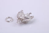 Indian Elephant Charm, Traditional Charm, Made from Solid 925 Grade Sterling Silver, Complete with Attachment Link