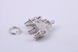 Indian Elephant Charm, Traditional Charm, Made from Solid 925 Grade Sterling Silver, Complete with Attachment Link