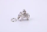 Indian Elephant Charm, Traditional Charm, Made from Solid 925 Grade Sterling Silver, Complete with Attachment Link