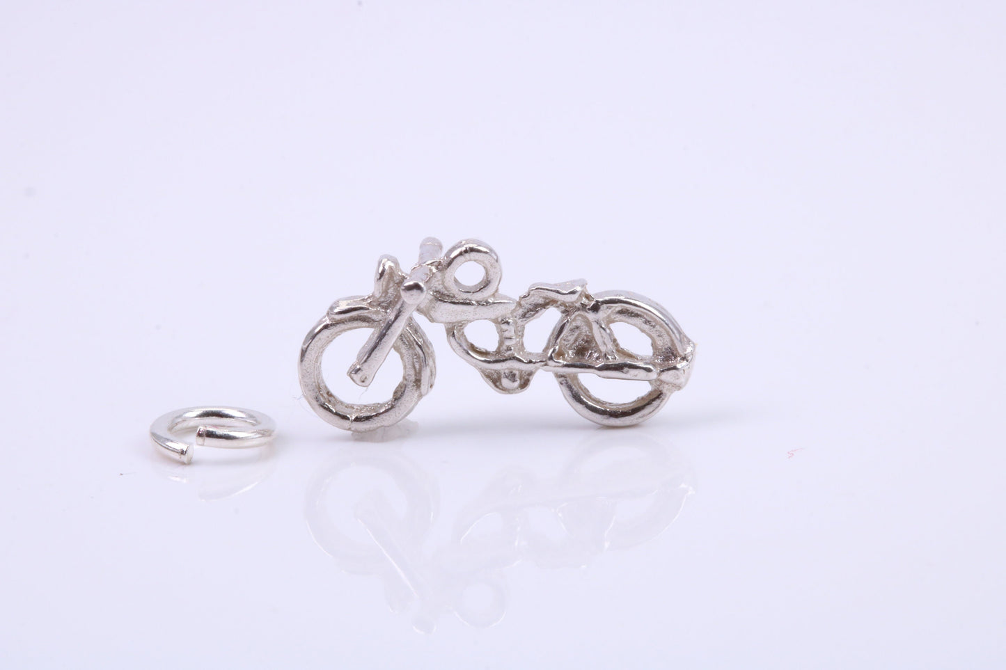 Motorbike Charm, Traditional Charm, Made from Solid 925 Grade Sterling Silver, Complete with Attachment Link