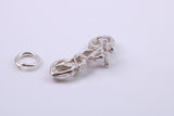 Motorbike Charm, Traditional Charm, Made from Solid 925 Grade Sterling Silver, Complete with Attachment Link