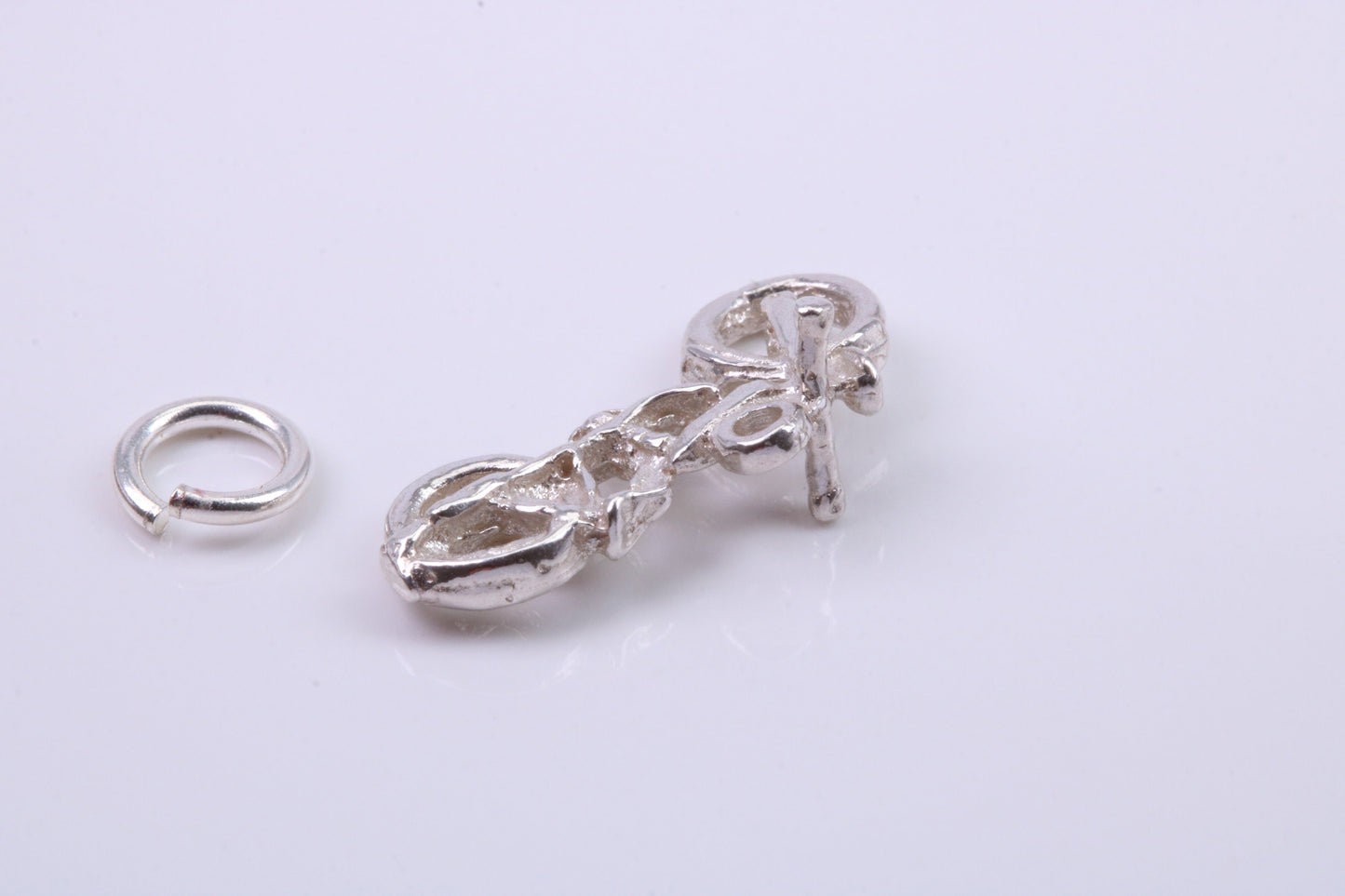 Motorbike Charm, Traditional Charm, Made from Solid 925 Grade Sterling Silver, Complete with Attachment Link