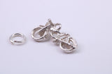 Motorbike Charm, Traditional Charm, Made from Solid 925 Grade Sterling Silver, Complete with Attachment Link