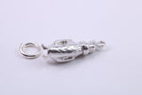 Penguin Charm, Traditional Charm, Made from Solid 925 Grade Sterling Silver, Complete with Attachment Link