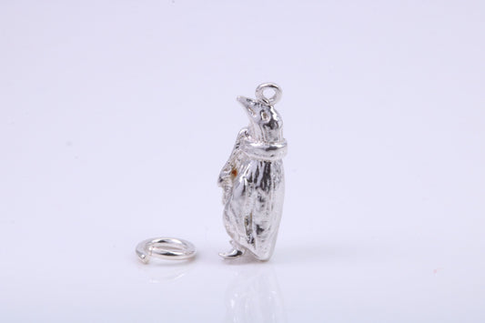 Penguin Charm, Traditional Charm, Made from Solid 925 Grade Sterling Silver, Complete with Attachment Link