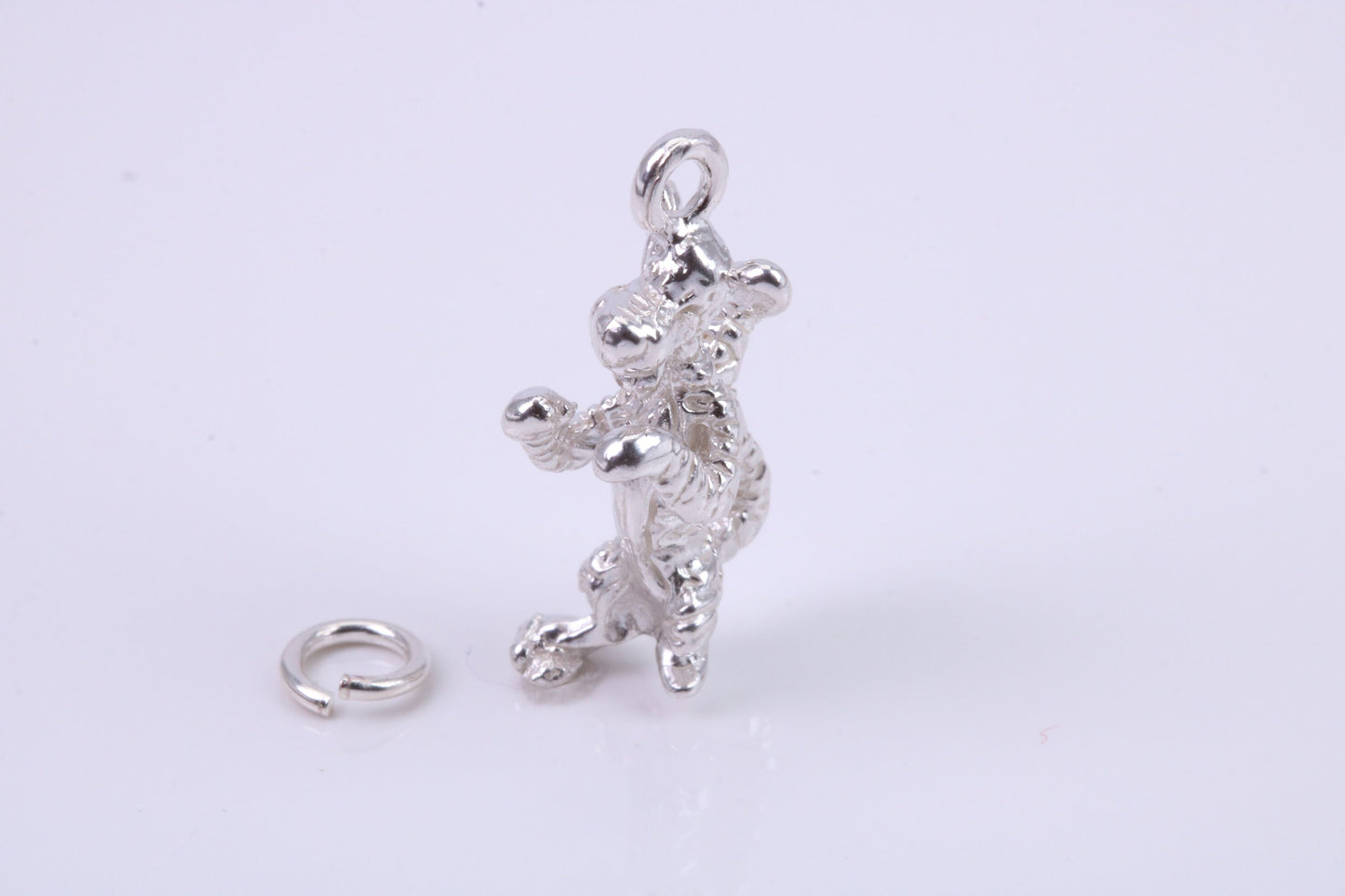 Standing Tiger Charm, Traditional Charm, Made from Solid 925 Grade Sterling Silver, Complete with Attachment Link