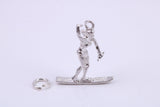 Girl Water Skiing Charm, Traditional Charm, Made from Solid 925 Grade Sterling Silver, Complete with Attachment Link