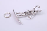 Girl Water Skiing Charm, Traditional Charm, Made from Solid 925 Grade Sterling Silver, Complete with Attachment Link