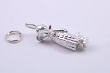 Little Bo Peep Charm, Traditional Charm, Made from Solid 925 Grade Sterling Silver, Complete with Attachment Link