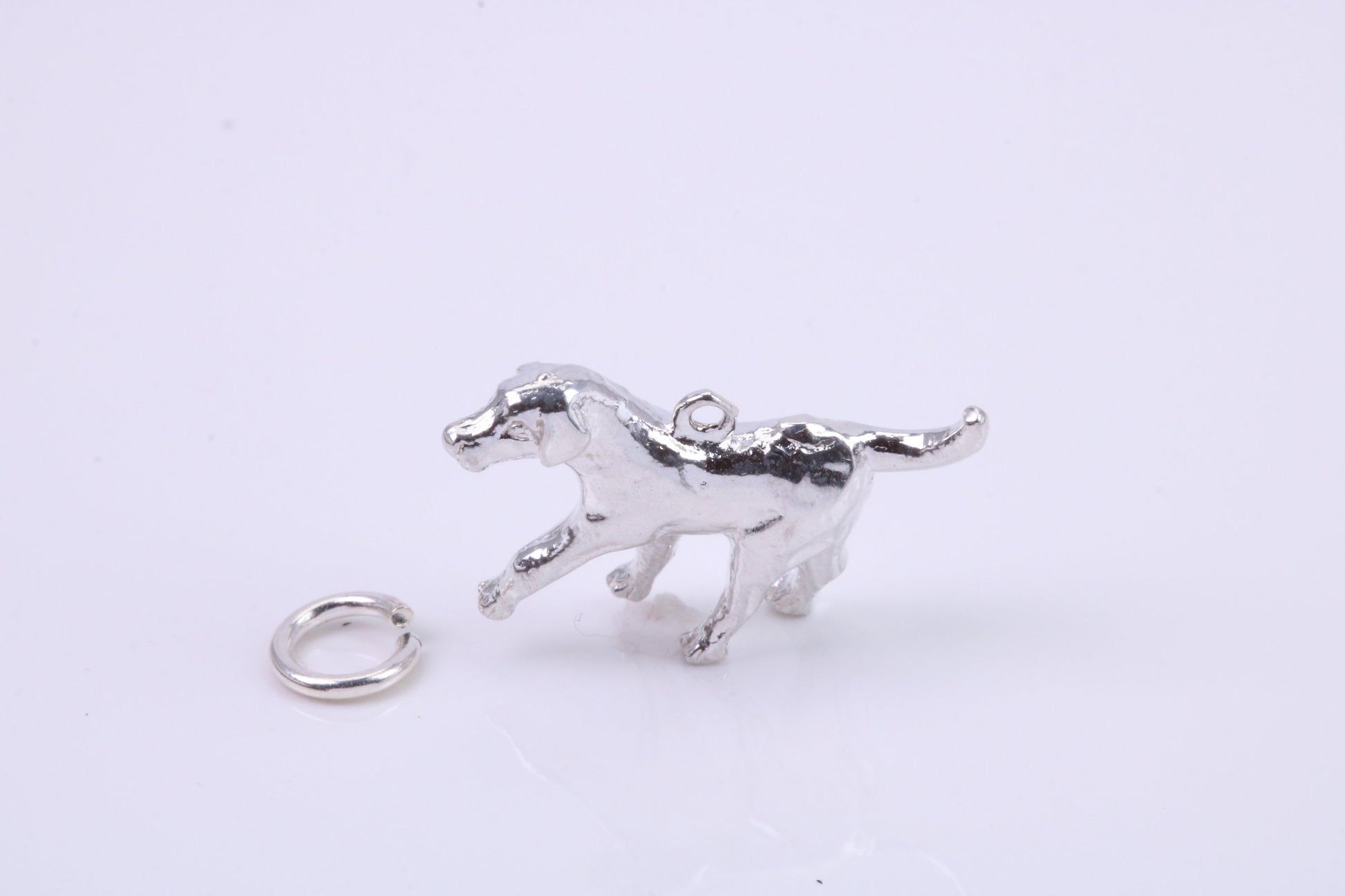 Fox Hound Dog Charm, Traditional Charm, Made from Solid 925 Grade Sterling Silver, Complete with Attachment Link