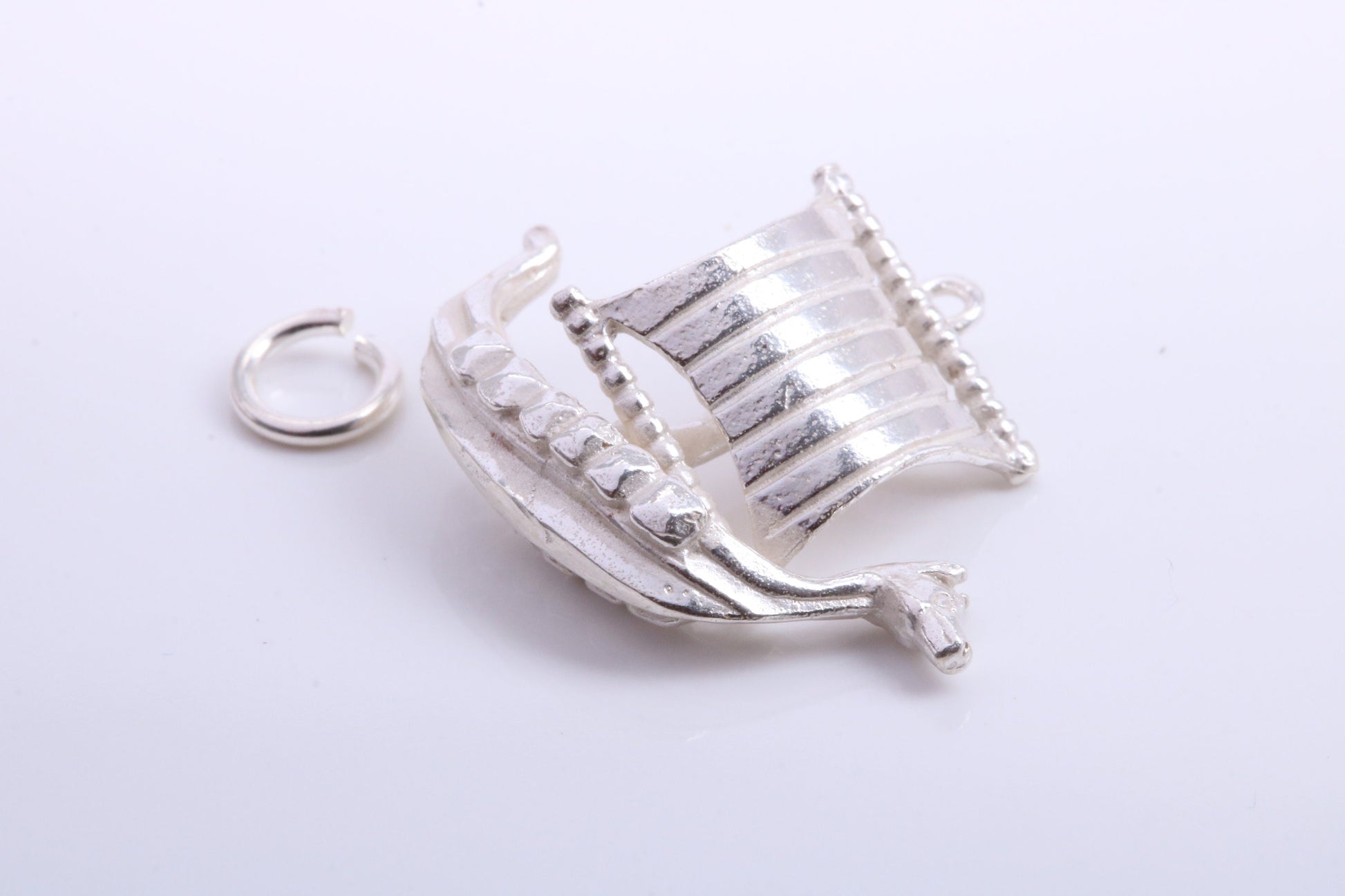 Viking Boat Charm, Traditional Charm, Made from Solid 925 Grade Sterling Silver, Complete with Attachment Link