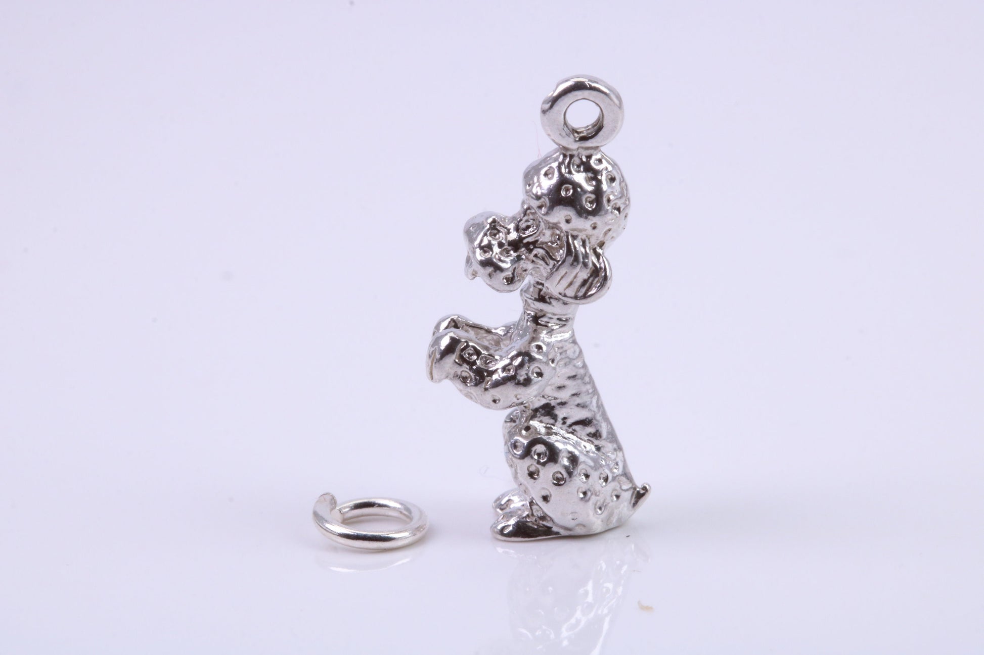 Sitting Poodle Dog Charm, Traditional Charm, Made from Solid 925 Grade Sterling Silver, Complete with Attachment Link