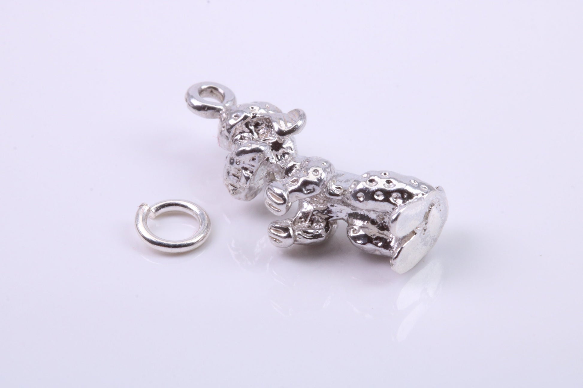 Sitting Poodle Dog Charm, Traditional Charm, Made from Solid 925 Grade Sterling Silver, Complete with Attachment Link