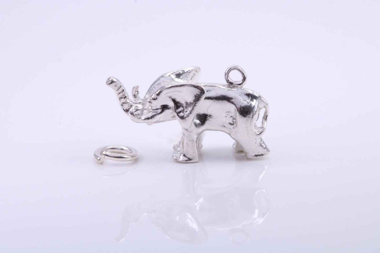 African Tusker Elephant Charm, Traditional Charm, Made from Solid 925 Grade Sterling Silver, Complete with Attachment Link