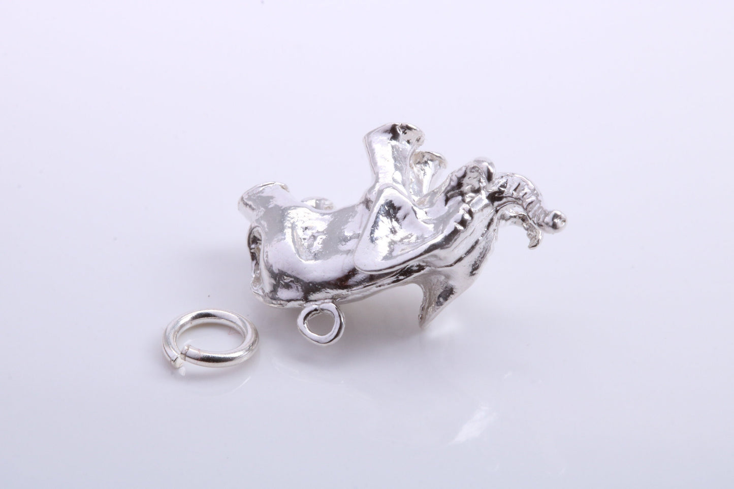 African Tusker Elephant Charm, Traditional Charm, Made from Solid 925 Grade Sterling Silver, Complete with Attachment Link