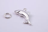 Salmon Fish Charm, Traditional Charm, Made from Solid 925 Grade Sterling Silver, Complete with Attachment Link