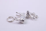 Deer Charm, Traditional Charm, Made from Solid 925 Grade Sterling Silver, Complete with Attachment Link
