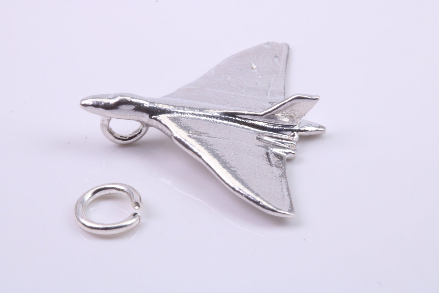 Vulcan Bomber Airplane Charm, Traditional Charm, Made from Solid 925 Grade Sterling Silver, Complete with Attachment Link