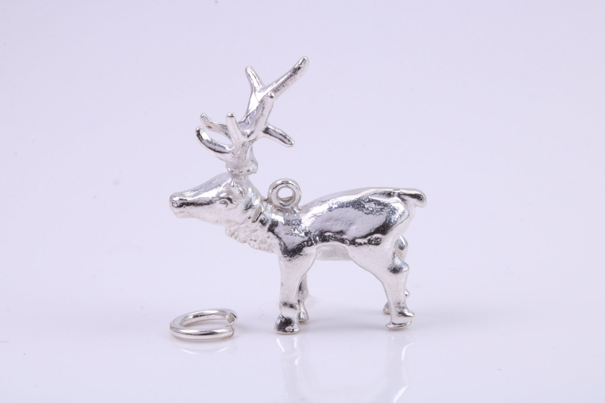 Stag Charm, Traditional Charm, Made from Solid 925 Grade Sterling Silver, Complete with Attachment Link
