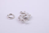 Salmon Fish Charm, Traditional Charm, Made from Solid 925 Grade Sterling Silver, Complete with Attachment Link