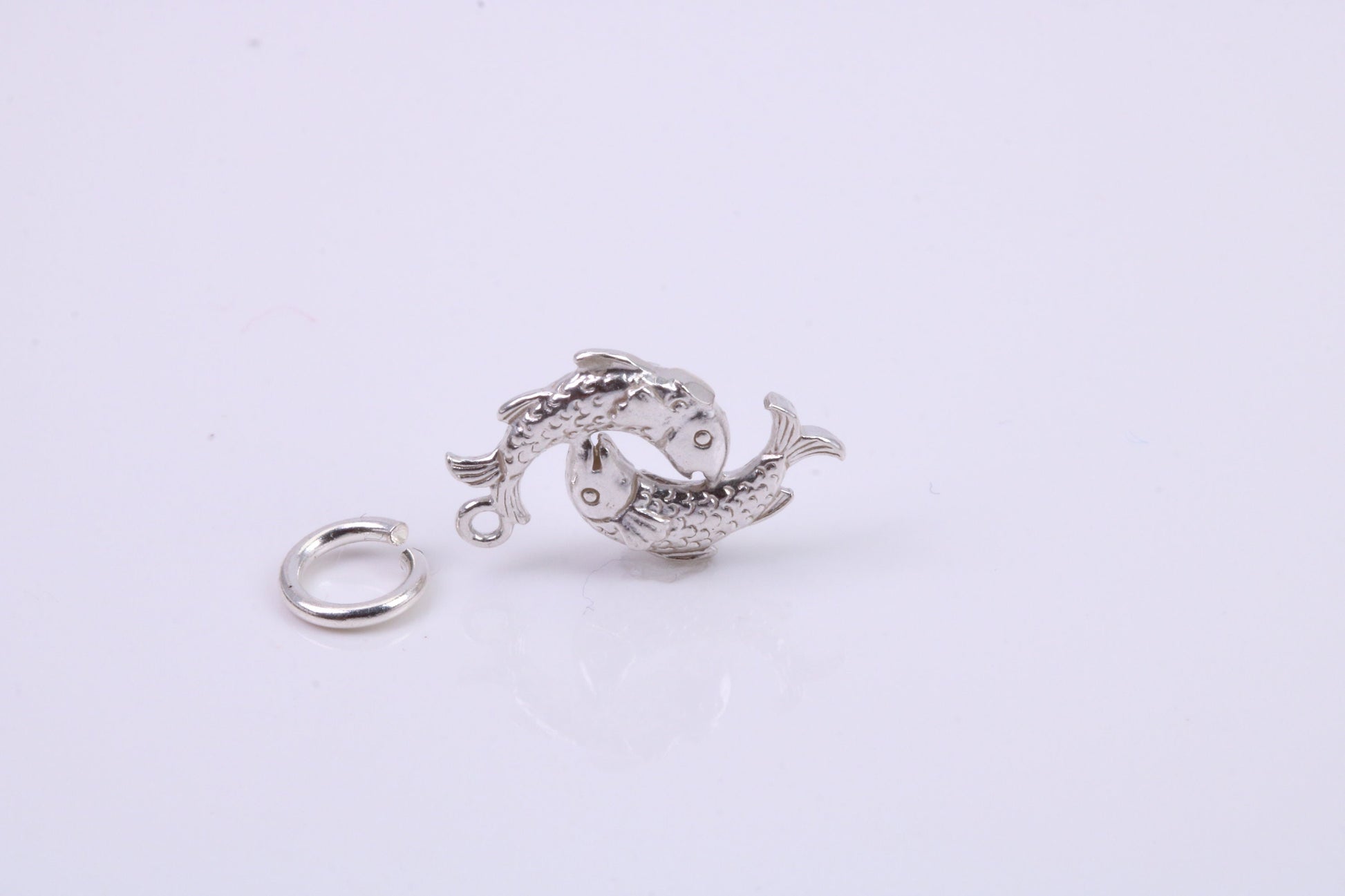 Salmon Fish Charm, Traditional Charm, Made from Solid 925 Grade Sterling Silver, Complete with Attachment Link