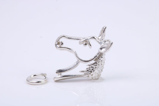 Horse Head Charm, Traditional Charm, Made from Solid 925 Grade Sterling Silver, Complete with Attachment Link