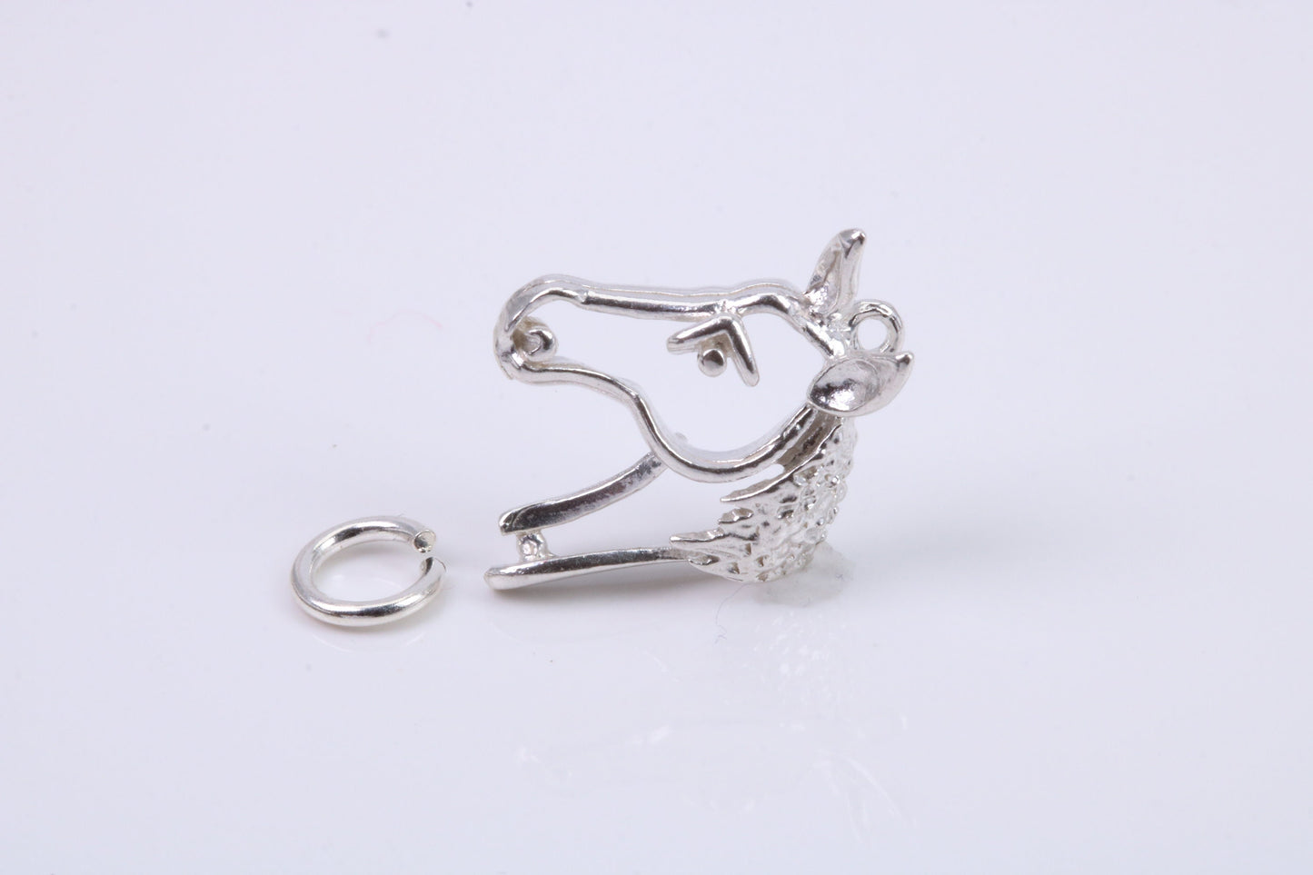 Horse Head Charm, Traditional Charm, Made from Solid 925 Grade Sterling Silver, Complete with Attachment Link