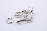 Horse Head Charm, Traditional Charm, Made from Solid 925 Grade Sterling Silver, Complete with Attachment Link