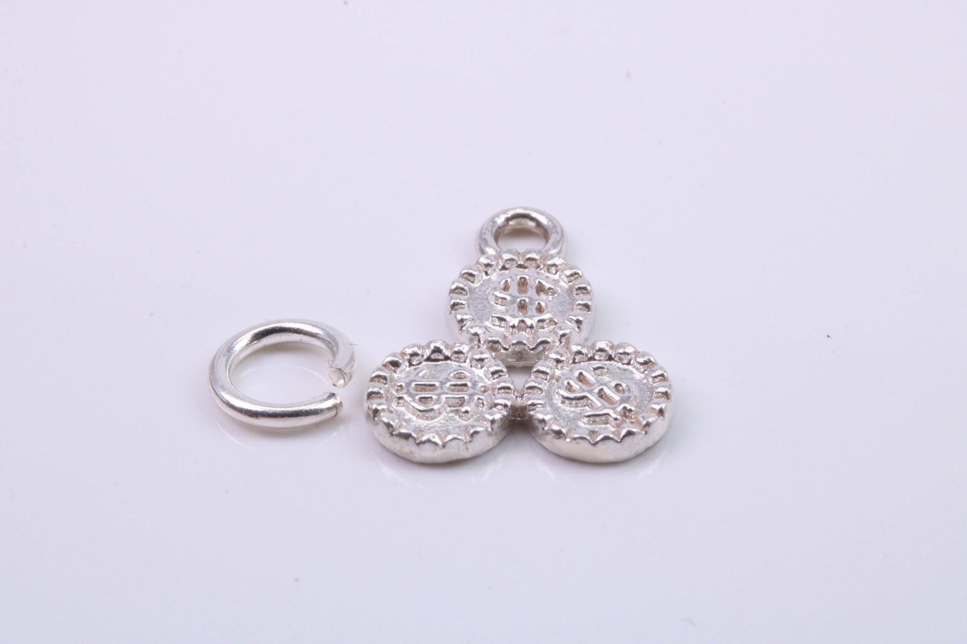 Casino Chips Charm, Traditional Charm, Made from Solid 925 Grade Sterling Silver, Complete with Attachment Link