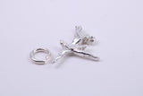 Ballerina Charm, Traditional Charm, Made from Solid 925 Grade Sterling Silver, Complete with Attachment Link