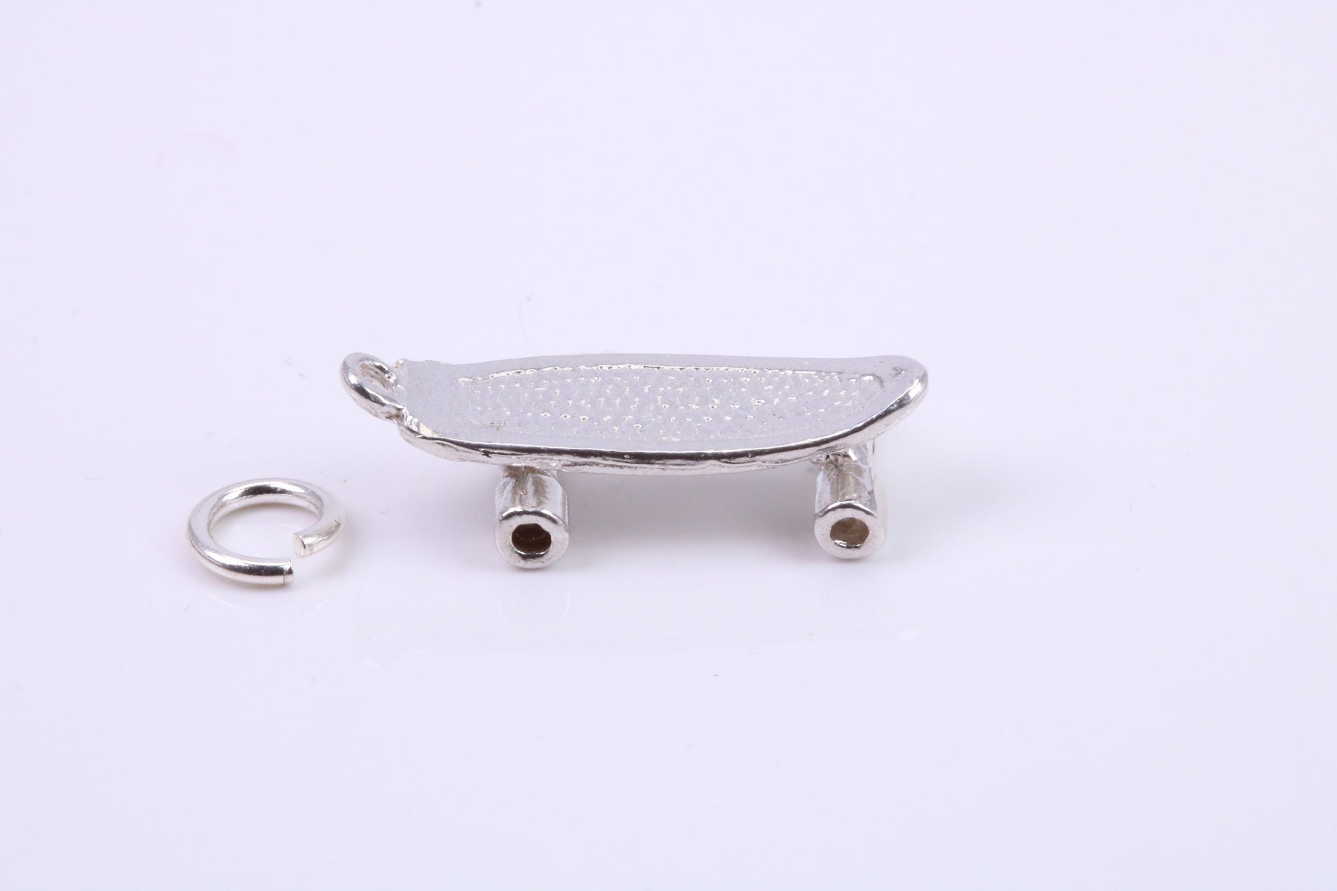 Skateboard Charm, Traditional Charm, Made from Solid 925 Grade Sterling Silver, Complete with Attachment Link