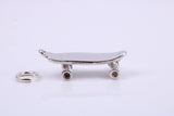 Skateboard Charm, Traditional Charm, Made from Solid 925 Grade Sterling Silver, Complete with Attachment Link
