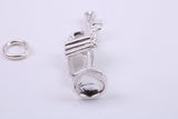 Trumpet Charm, Traditional Charm, Made from Solid 925 Grade Sterling Silver, Complete with Attachment Link