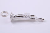 Trumpet Charm, Traditional Charm, Made from Solid 925 Grade Sterling Silver, Complete with Attachment Link