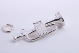 Trumpet Charm, Traditional Charm, Made from Solid 925 Grade Sterling Silver, Complete with Attachment Link