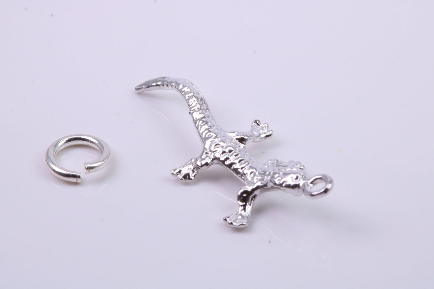 Gecko Lizard Charm, Traditional Charm, Made from Solid 925 Grade Sterling Silver, Complete with Attachment Link