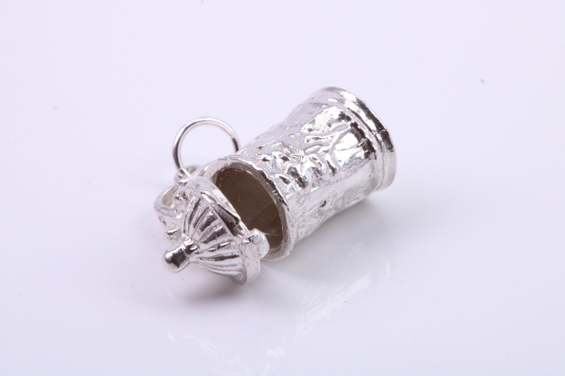 Beer Tankard Charm, Traditional Charm, Made from Solid 925 Grade Sterling Silver, Complete with Attachment Link