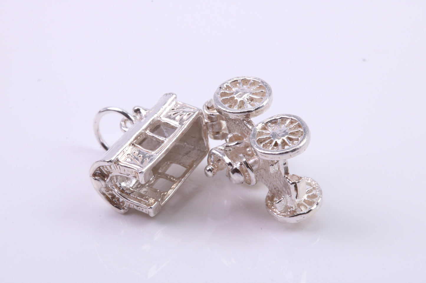 Horse Wagon Charm, Traditional Charm, Made from Solid 925 Grade Sterling Silver, Complete with Attachment Link