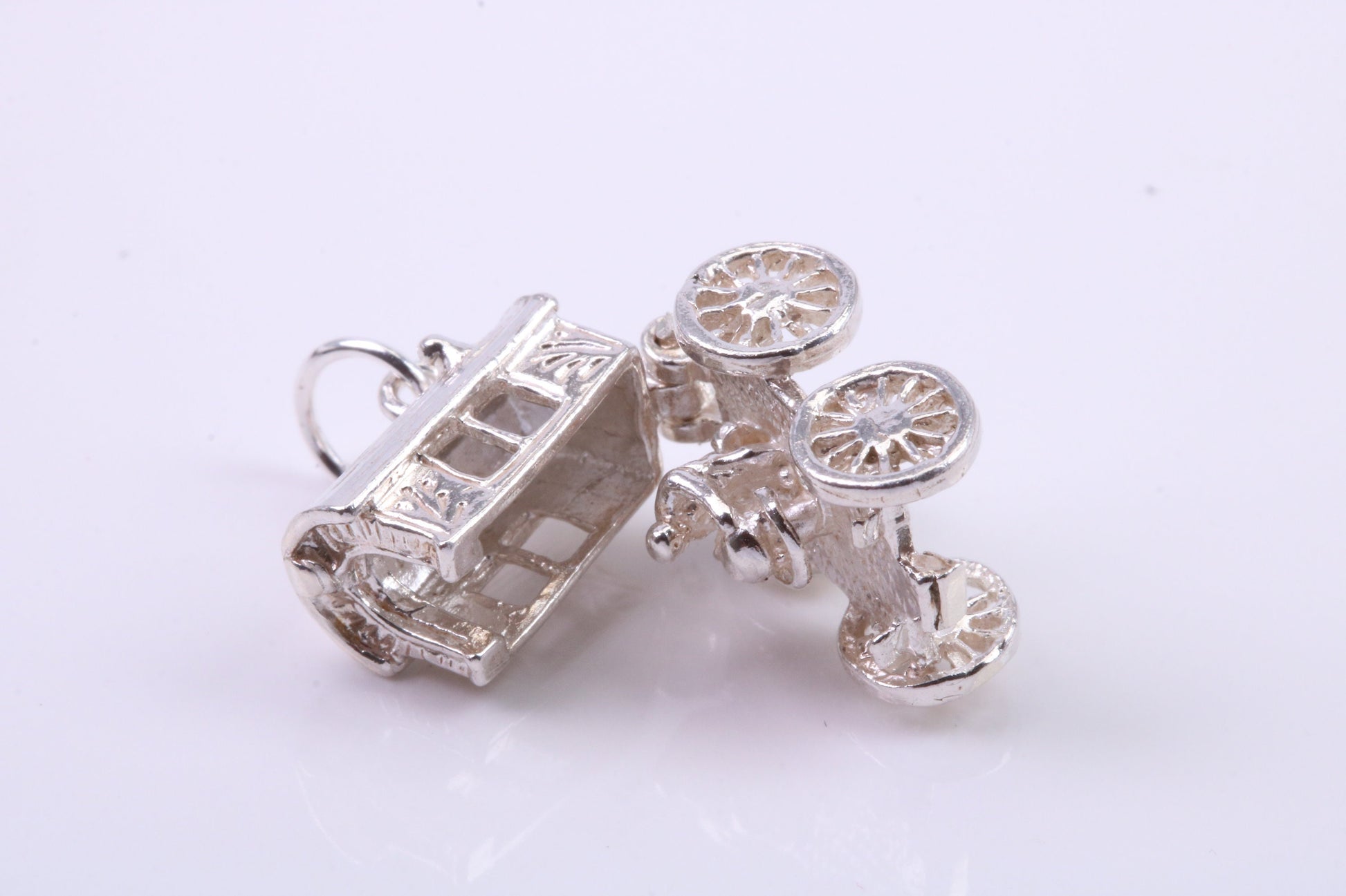 Horse Wagon Charm, Traditional Charm, Made from Solid 925 Grade Sterling Silver, Complete with Attachment Link