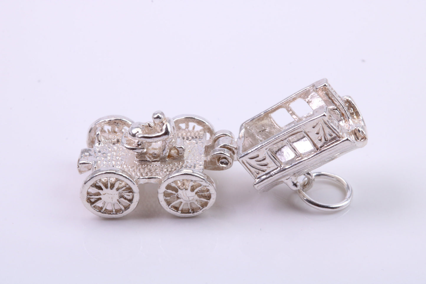 Horse Wagon Charm, Traditional Charm, Made from Solid 925 Grade Sterling Silver, Complete with Attachment Link