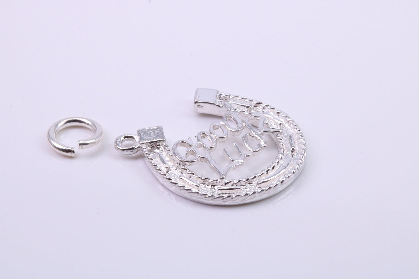 Good Luck Horse Shoe Charm, Traditional Charm, Made from Solid 925 Grade Sterling Silver, Complete with Attachment Link