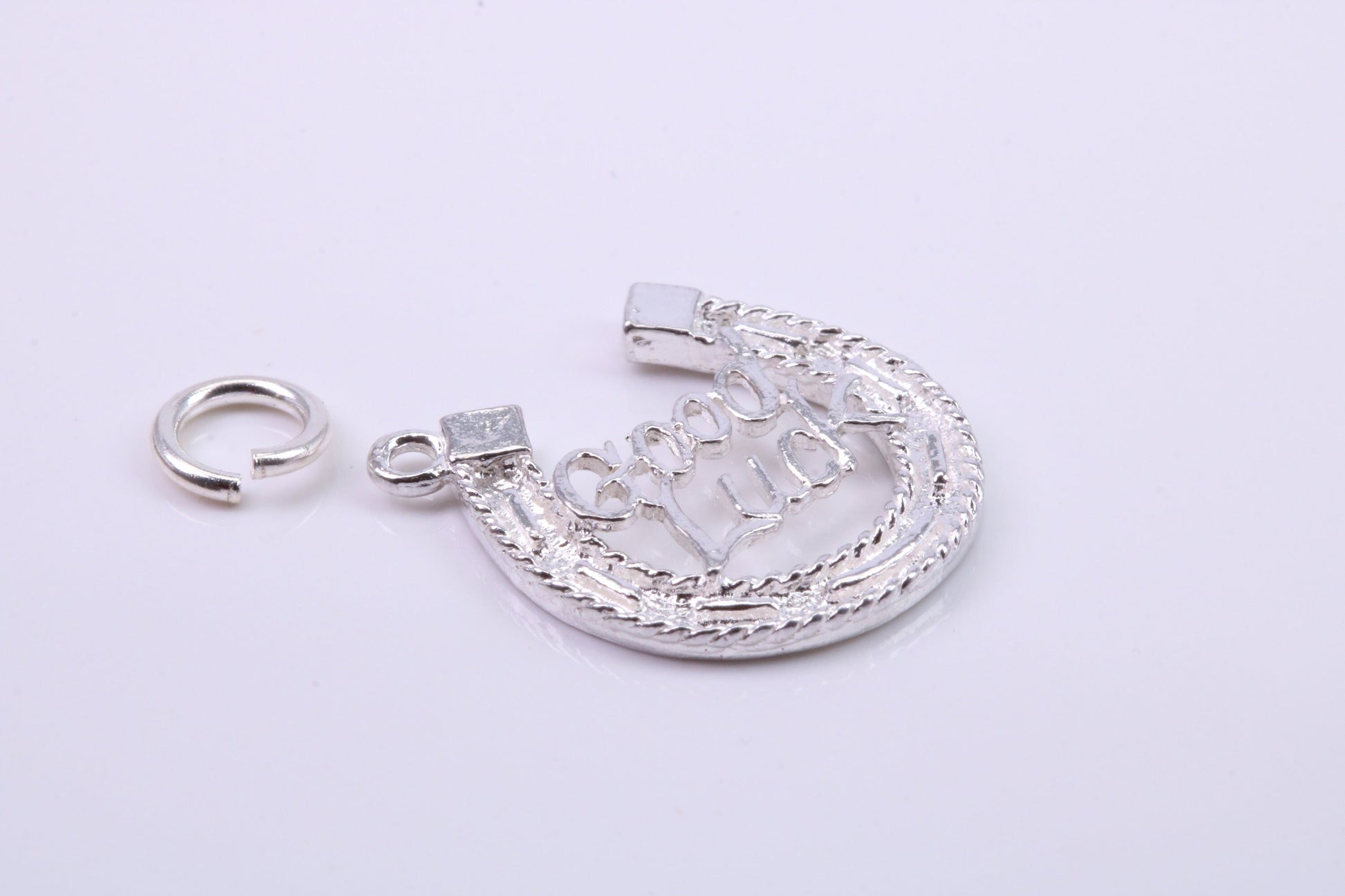 Good Luck Horse Shoe Charm, Traditional Charm, Made from Solid 925 Grade Sterling Silver, Complete with Attachment Link