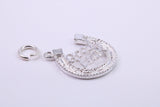 Good Luck Horse Shoe Charm, Made from Solid Cast Silver, Complete with Attachment Link