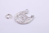 Good Luck Horse Shoe Charm, Made from Solid Cast Silver, Complete with Attachment Link