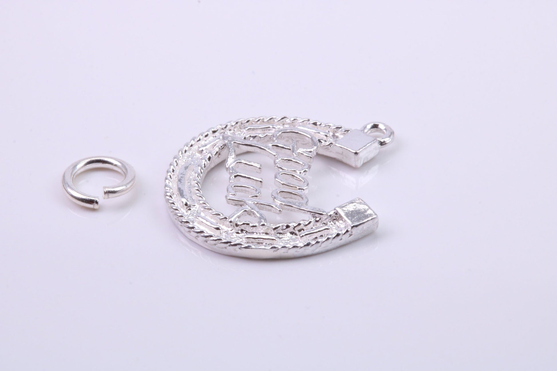 Good Luck Horse Shoe Charm, Traditional Charm, Made from Solid 925 Grade Sterling Silver, Complete with Attachment Link