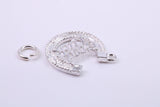 Good Luck Horse Shoe Charm, Made from Solid Cast Silver, Complete with Attachment Link