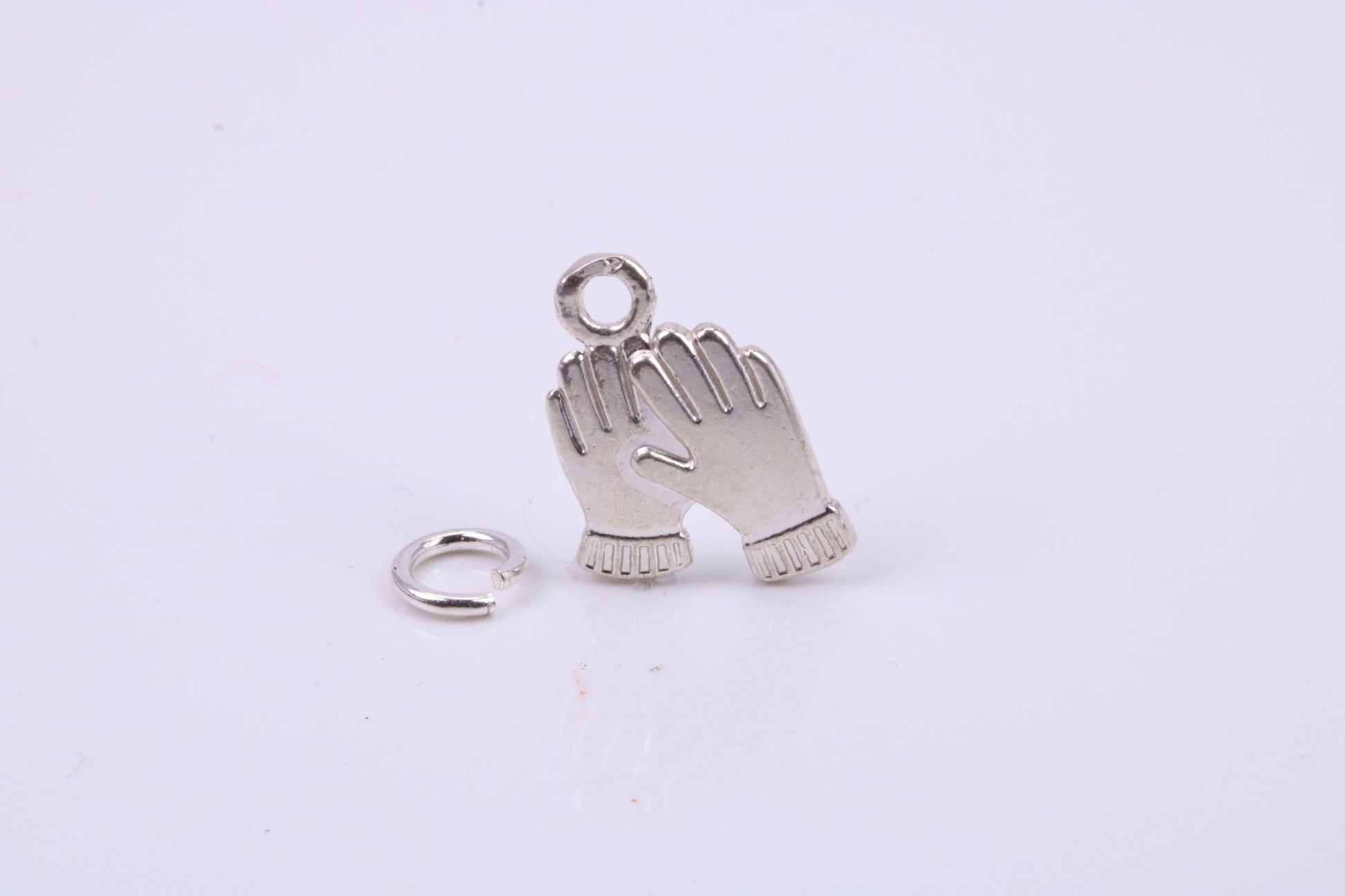 Gloves Charm, Traditional Charm, Made from Solid 925 Grade Sterling Silver, Complete with Attachment Link