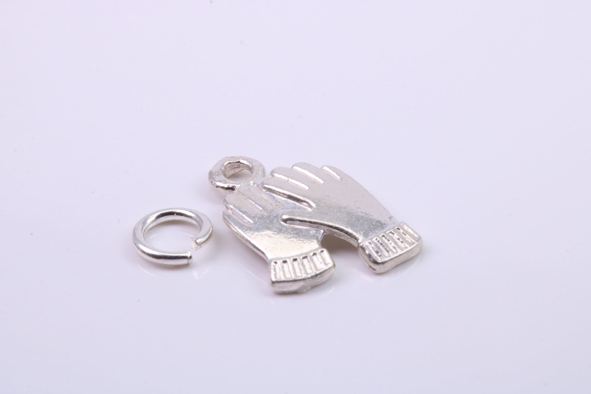 Gloves Charm, Traditional Charm, Made from Solid 925 Grade Sterling Silver, Complete with Attachment Link