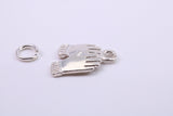Gloves Charm, Traditional Charm, Made from Solid 925 Grade Sterling Silver, Complete with Attachment Link